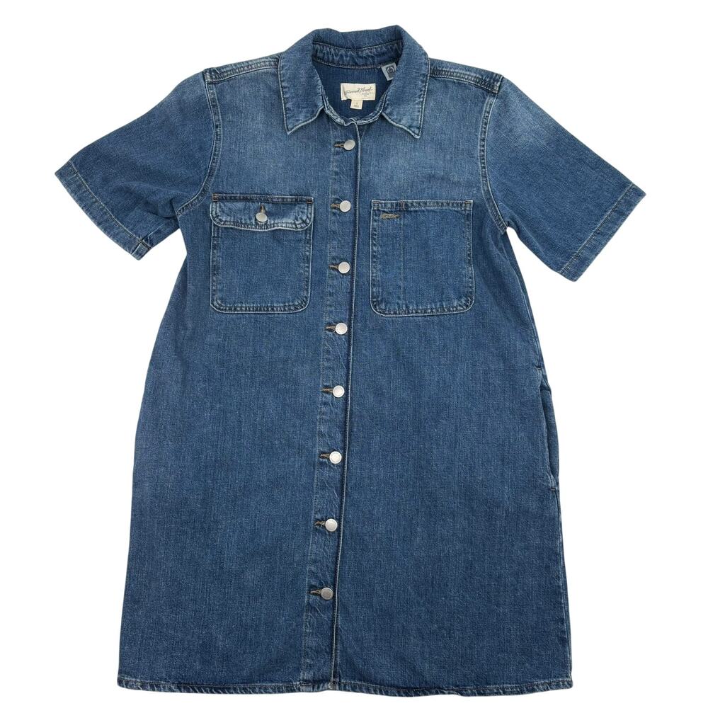 Universal Thread Denim Shirt Dress Cotton Button Front Casual Relaxed Size S